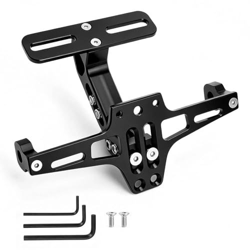 SLIAXINT Support de Plaque Moto Réglable, Support de Plaque D'Immatriculation Moto Universel, Porte Moto en Alliage d'Aluminium, Plaque Immatriculation Moto...
