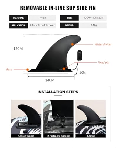 bohally Big SUP Single Fin and Small Side fin Detachable Fin for Longboard, Surfboard and Paddleboard Replacement Quick Fin. - Thumbnail 3