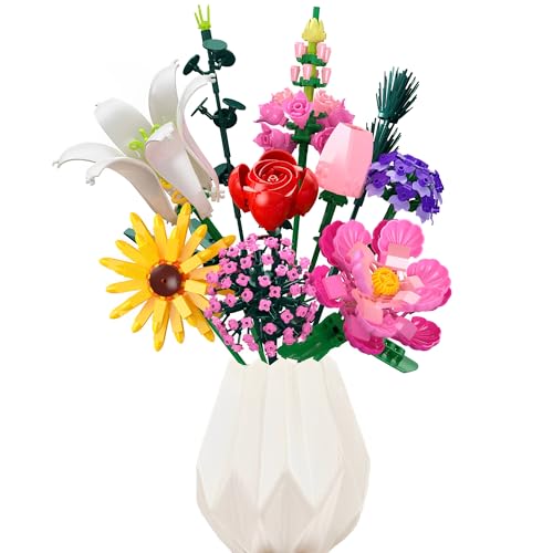 Cherubfunz Flowers Building Blocks Set, Botanical Collection, Decorative Plant Bouquet for Home, for Kids, Women, and Adults on Special Occasions 715 PCS