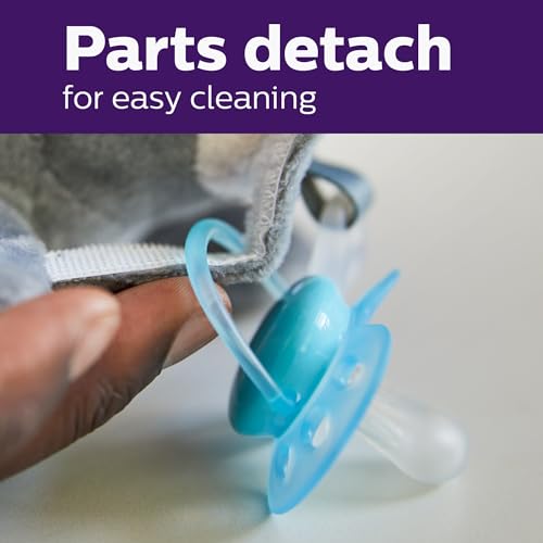 Image of Philips AVENT Ultra Soft Snuggle Pacifier Holder with Detachable Pacifier, 0-6m, Elephant, SCF348 /03