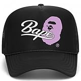 TRENDSNIPERS Bathing Ape Star Trucker Hat - Premium Snapback for Men and Women - Y2K Streetwear Hypebeast Graphic Trendy (US, Alpha, One Size, Pink)