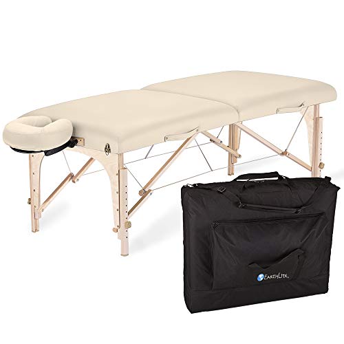 EARTHLITE Mobile Massageliege Harmony DX REIKI - Komplettpaket aus Ahornholz inkl. Verstellbarer Deluxe Kopfstütze & Tasche, Flugzeugbauqualität, Reiki Endplatten