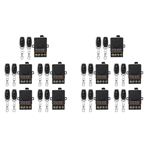 Yoeruers 10X AC 220V 30A 1CH 433MHz Interruptor de Control Remoto Inalámbrico Receptor de Relé + Transmisor de Apagado/Encendido para Lámpara de Aparato Eléctrico