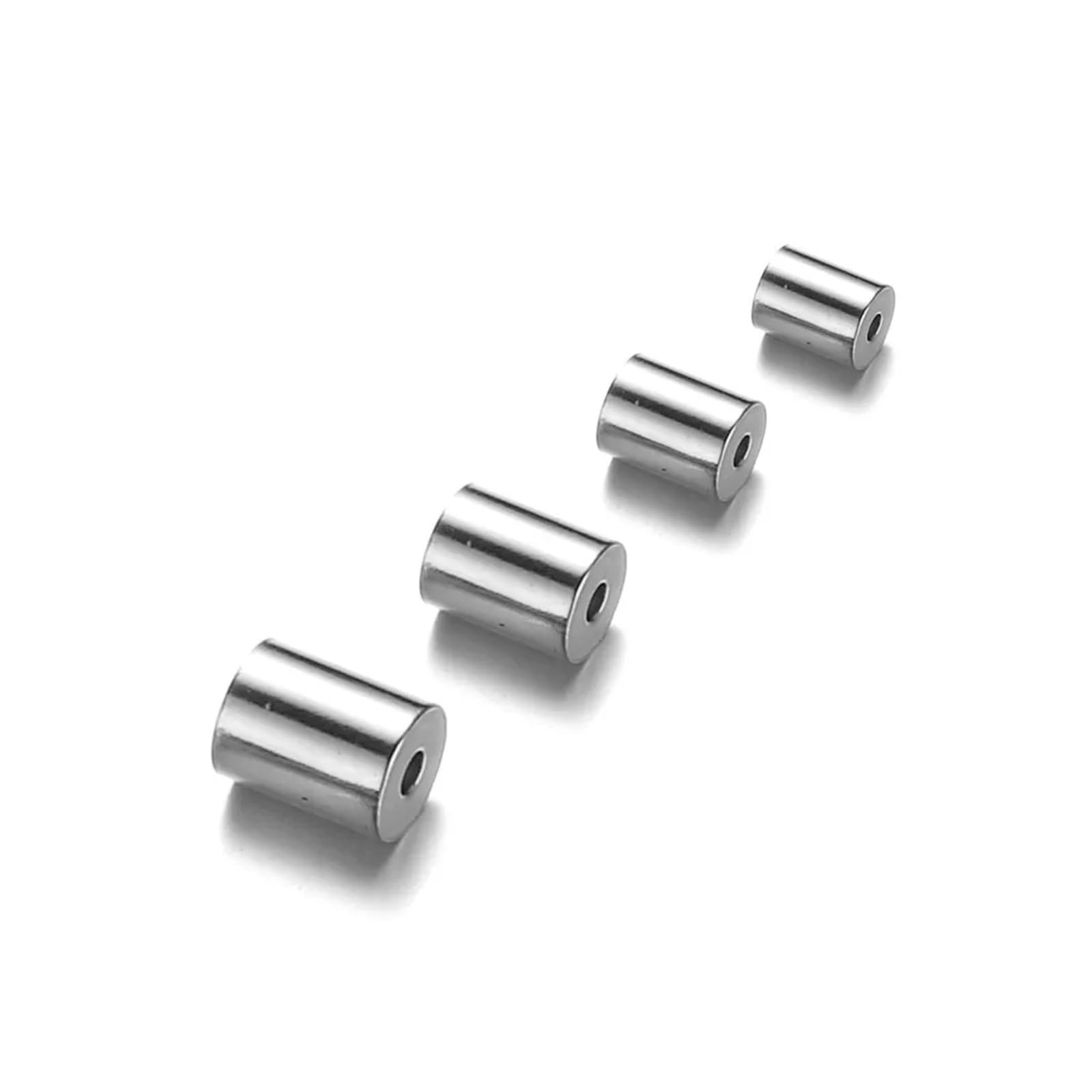 WEKONUMEX Rope Stoppers, Rope Stoppers Pack Of 100 Stainless Steel Multicolor 3-8mm For Jewelry Making(Silver Color,Inner Dia 8mm)