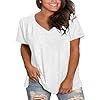 Plus Size V Neck T-Shirts Women Short Sleeve Tops Casual Summer Tshirts Loose Fit Tee Mock Neck Women (White, XXXXL) #3