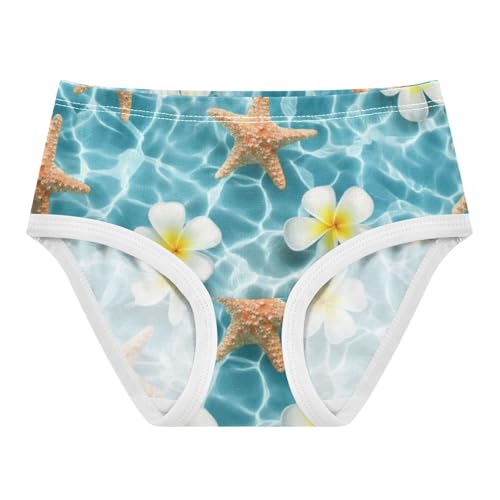 Starfish Flowers Ocean Blue Girl Panties Cute Toddler Underwear Floral Cotton Colorful Briefs Undies Kids 2t