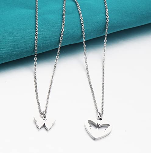 Ankiyabe Mother Daughter Necklace Gift Matching Mom and Daughter Necklaces Set Heart Cut Out Necklace for 2 Mum Daughter Gift2