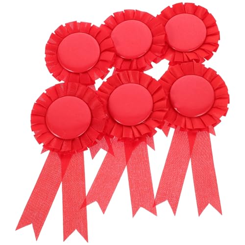Badges vierges en tôle d’étain durable et ruban de satin rouge pour projets raffinés