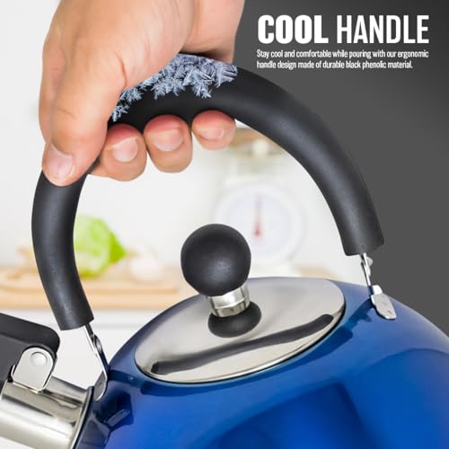 2.5L Stainless Steel Whistling Kettle - Ideal for Fishing, Camping, Hiking, Indoor & Outdoor Use | Lightweight Kettle for Gas, Electric, Camp Fire | Quick Boil, Phenolic Handle - Image 4