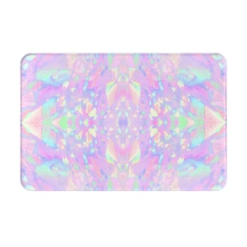 OVGDHWH Iridescent Rainbow Opal Dripping Glitter Floor mat Anti-Slip Easy