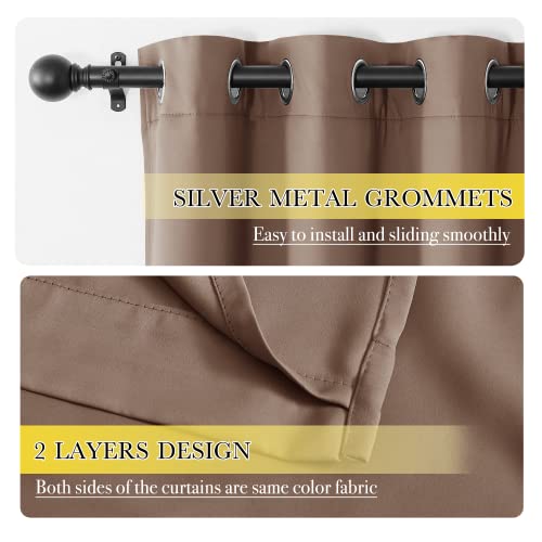 Image of NICETOWN 100% Blackout Cold Reducing Curtains Thermal Curtains, Tan Noise Cancellation & Privacy Truly Window Shade for Patio Door, Same Color Lined with Grommet Top, 1 Pair, W42 x L84