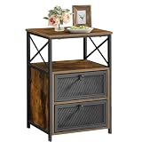VECELO End Side Table, Modern Night Stand with Storage Space and Door,Nightstands for Living Room,Bedroom,Lounge,Brown