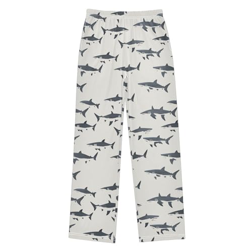 Boys' Pants Ocean Blue Sharks White Long Bottoms Jogger Pants Elastic Waist Trousers with Pockets S-XL