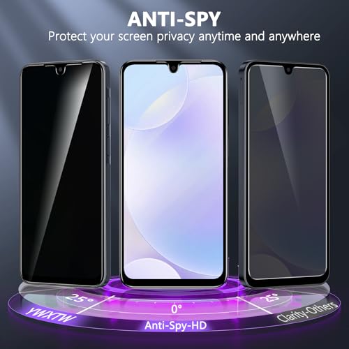 Image of YWXTW [2 Pack Privacy Screen Protector for Samsung Galaxy A17 5G /4G, 25 Anti-Spy Tempered Glass - 9H Anti-Scratch, HD Clear & Sensitive Touch, Case Friendly Screen Guard for Samsung A17