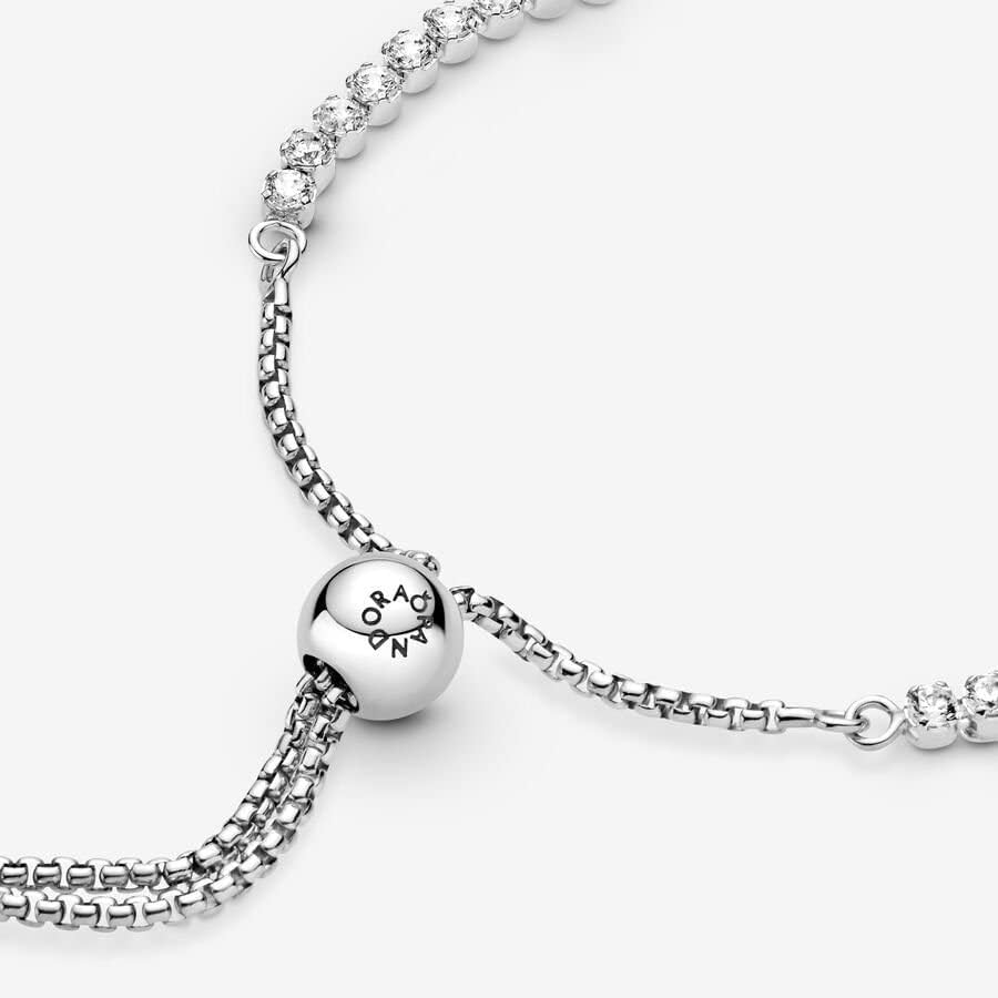 PANDORA Sparkling Slider Tennis Bracelet - Gift for Her - Sterling Silver with Cubic Zirconia - Gift for Her - With Gift Box - 9.1" - Image 5