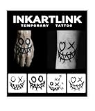 INKARTLINK Tattoo Tech, 4 Sheets Semi Permanent Tattoo, Adult Art Design Temporary Tattoos, Lasts 1-2 Weeks, Waterproof, Realistic Look, No Adhesive, No Reflection (Joker Smile Design)
