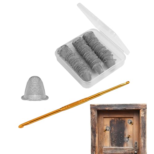 Image of 50pcs Carpenter Bee Hole Plugs, Stainless Steel Tapered Carpenter Bee Hole Cork Fix Covers with Metal Install Tool Repair Kit Carpenter Bee Filler for Porches Fences Wood Structures