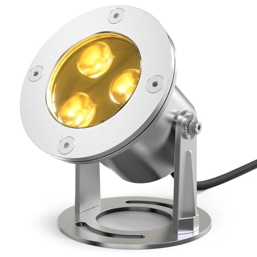 ATCD Pond Lights LED Underwater, 9W 3000K Warm White Low Voltage 12V AC/DC Underwater Lights Stainless Steel Light Fixture for Landscape Lighting Purposes by ATCD - Image 2