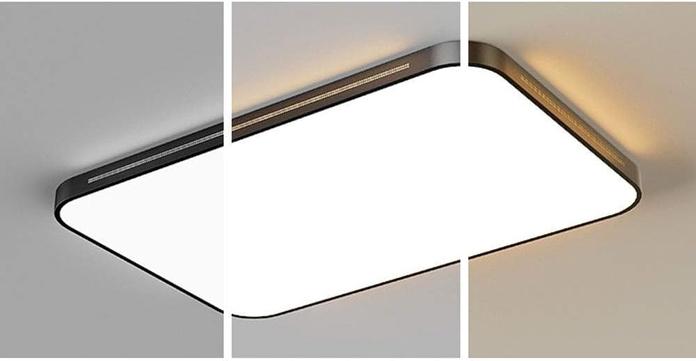 Lampadario Moderno a LED, plafoniera Rettangolare Nera a Incasso, 3 Temperature di Colore dimmerabili, ghiera Laterale da 23,6 Pollici, Adatto per Soggiorno, Camera da Letto, cucin