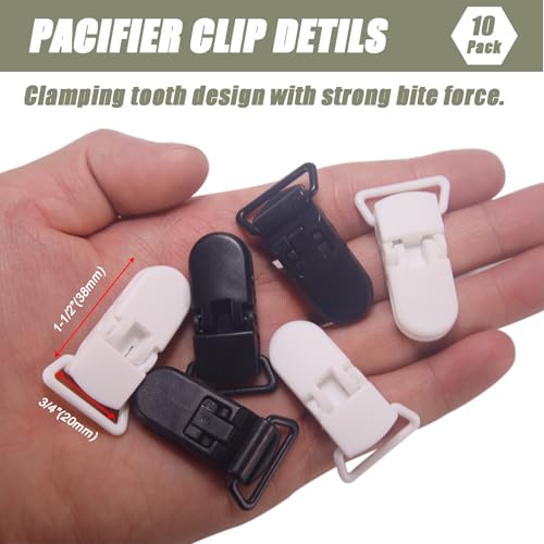 Image of 10-Pack Pacifier Clip Replacement Ends - BPA-Free Plastic Fasteners for DIY Baby Crafts, Sewing Bibs & Blankets Straps (3 /4 Inch, 10 Color)