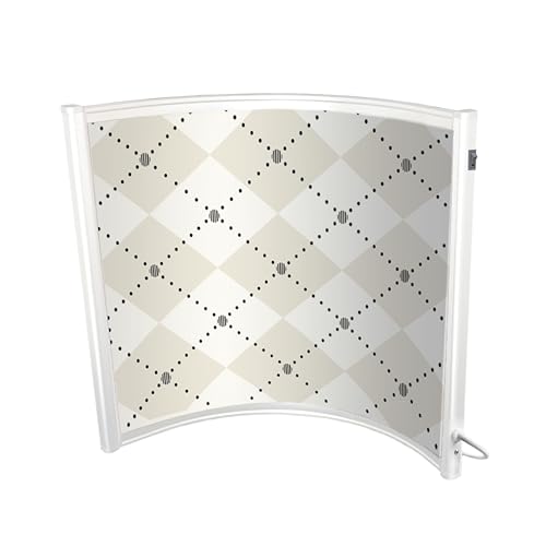 Könighaus Infrarotheizung Standgerät | Infrarot Bogenheizung - 300W mit TÜV SÜD + 5 Jahre Herstellergarantie ✓ Ideal als Schreibtisch Heizung ✓ fester Stand ✓- Weiß Kariert - 300W