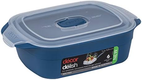 Décor Delish Premium 1 Litre Oblong Food Storage Container Microwave Safe Plastic Container Which is Dishwasher, Freezer Safe Too - Blue