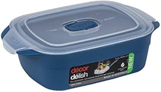 Décor Delish Premium 1 Litre Oblong Food Storage Container Microwave Safe Plastic Container Which is Dishwasher, Freezer Safe Too - Blue