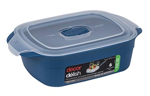 Décor Delish Premium 1 Litre Oblong Food Storage Container Microwave Safe Plastic Container Which is Dishwasher, Freezer Safe Too - Blue