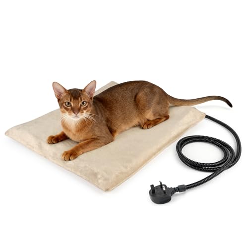 NICREW Pet Heating Pad for Dogs and Cats 45 x 40 cm, Heated Cat Bed Mat with Steel-Wrapped Cord and Removable Soft Fleece Cover, 30 Watts