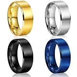Poxtex Mens Rings Wedding Band, Stainless Steel Non Tarnish Cool Anillos Para Hombre Simple Brushed Band Rings for Men Size 12