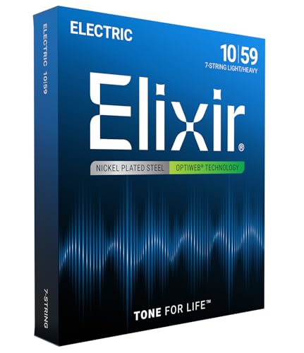 Image of Elixir Strings 19074 7-String Electric Guitar String with OPTIWEB Coating, Light /Heavy (.010-.059)