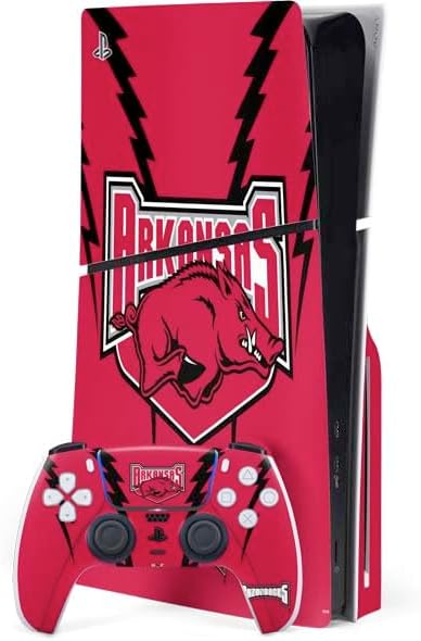 Skinit Decal Gaming Skin Compatible with PS5 Slim Disk Bundle - Officially Licensed University of Arkansas-Fayetteville Razorbacks Design