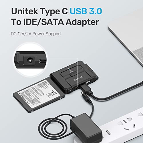 Unitek Usb C To Ide And Sata Converter External Hard Drive Adapter Kit For Universal 2.5/3.5 Hdd/Ssd Hard Drive Disk, One Touch Backup Function, Included 12V/2A Power Adapter #TOP5