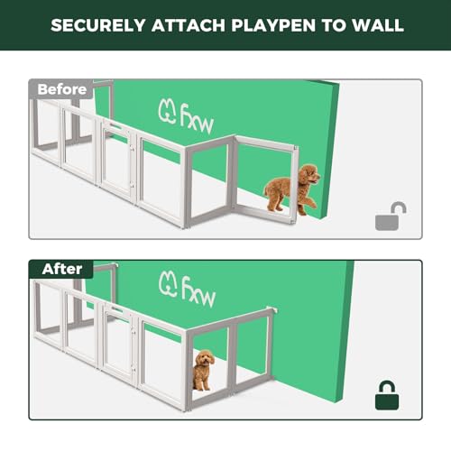 Image of FXW Fence-to-Wall Anchors (Pack of 4) for AuraSpace Playpen - Accessory Only, Safely Expand Your Dog's Play Area, Fits 24 inch H Acrylic Playpen, White