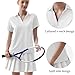 QBK Women's Golf Tennis Polo Shirt Short Sleeve V Neck Collared Athletic Workout Tops Dry Fit UPF 50+ (White, XL)