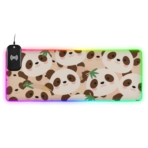 Tapis de souris lavable avec chargement filaire motif panda