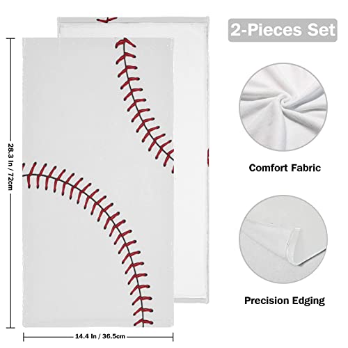 Baseball Hand Towels For Bathroom,Red Laces Print White Softball Sport Small Bath Towels 16"X28" Ultra Soft Absorbent Bathroom Decorative Hand Towel For Face,Gym,Tea,Guest Kitchen Dish Towel Set Of 2 #TOP1