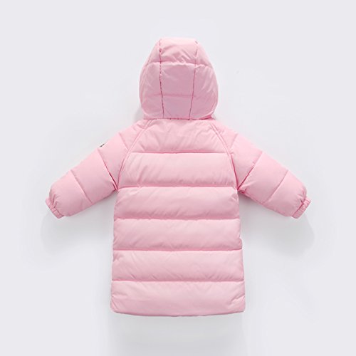 Baby Puffer Jacket Soft Comfortable Down Coat Long Winter Padded Coat Warm Windproof Outerwear Zipper Thicken Outwear Hooded Solid Clothing With Pockets Pink 5-6T #TOP1