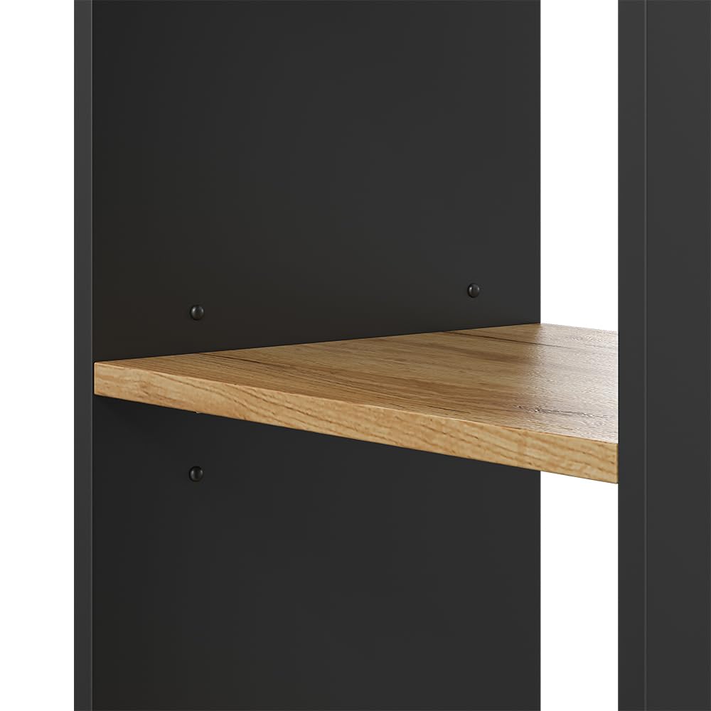Vicco Armoire pour PC Tomy, Anthracite/chêne doré, 28.5x50cm,2 Compartiments, avec roulettes et Surface de Rangement pour Accessoires informatiques