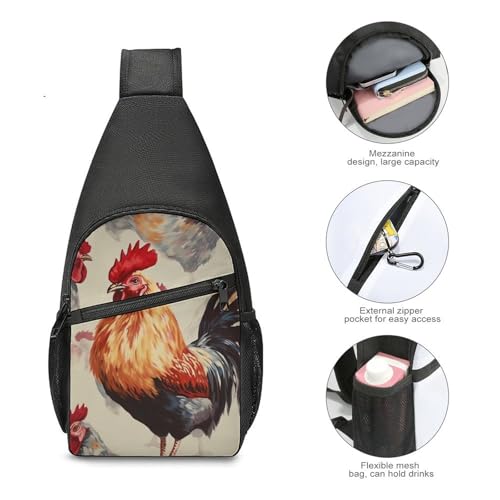 Morrales de senderismo sling bag con pintura Animal Chicken miniatura 5