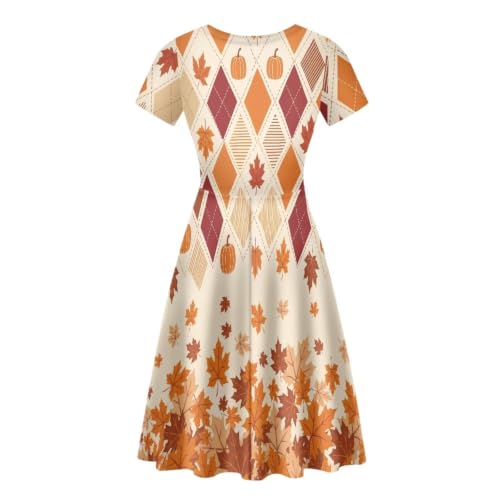 Image of POLERO Sunflower Dress for Women Floral Summer Dresses Short Sleeve Casual Sundresses Midi Dresses