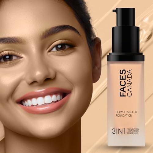 Image of FACESCANADA Flawless Matte Foundation Warm Natural 30 Ml|3-In-1 Foundation + Moisturizer Cream For All Skin Types+Concealer|12 Hr Hydration + Spf 18|Hd Matte Coverage|Lightweight|Anti Ageing,Pack Of 2