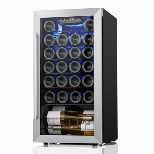 Yeego 27-Bottle Wine Cooler Refrigerator, Built-In/Free-Standing Wine Fridge with Digital Thermostat (38-65°F), Quiet Compressor Cooling (40dB), 6 Adjustable Shelves for Red/White Wine or Beverages