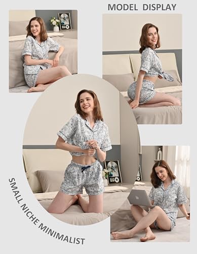 Image of NAP BOUND 100% Cotton Pajamas for Women 2 Piece PJs Set Long Sleeve Button Down Breathable Woven Sleepwear Loungewear XS-XXL