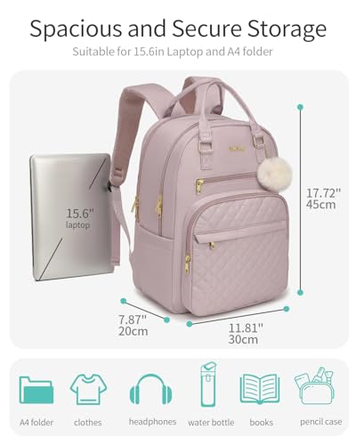 Image of School Backpack for Teen Girls Women, Quilted Bookbag for College High School Travel Work