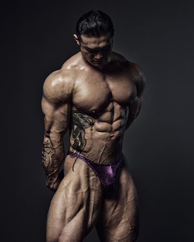 FIED V Cut Bodybuilding Trunks Posing Suits Competition Shiny Foil2