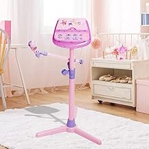 PN AVAN Musical Toy Dream Star Kids Karaoke Microphone with MP3 Function and Adjustable Height Stand, Music Sing Along with Flashing Stage Lights