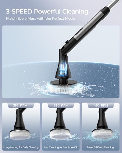 Image of MayKing Electric Spin Scrubber with 9 Brush Heads, IPX7, Model Gray