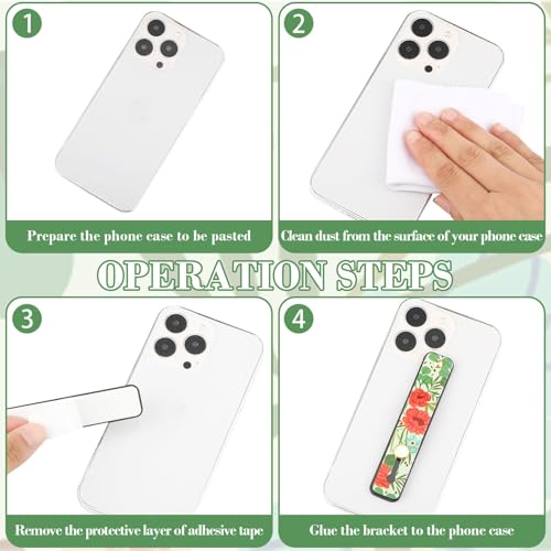 Image of Weewooday 6 Pieces Phone Grip Holder Cell Phone Grip Strap Telescopic Finger Strap Stand Universal Finger Kickstand for Most Smartphones(Vintage Color,Floral)