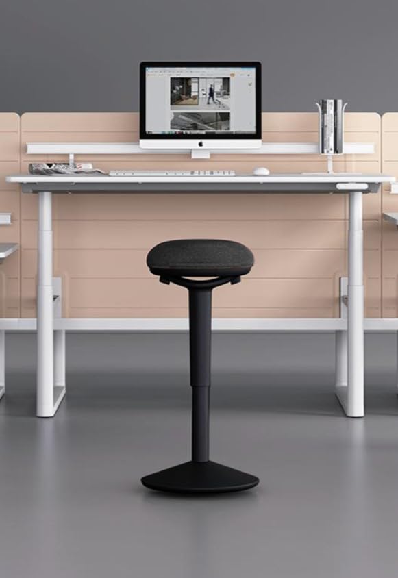 Image of Kore Design Wobble Stool for Standing Desks, Ergonomic Wobble Chair for Adults /Kids, Perfect for Classroom Seating, Round Curved Seat for Active Sitting Vanity Desk Stool for Home /Office Use, Black
